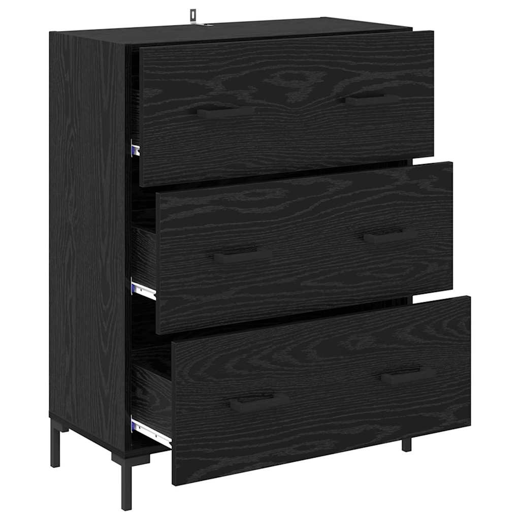 Credenza con cassetto Rovere Nero 69,5 x 34 x 90 cm