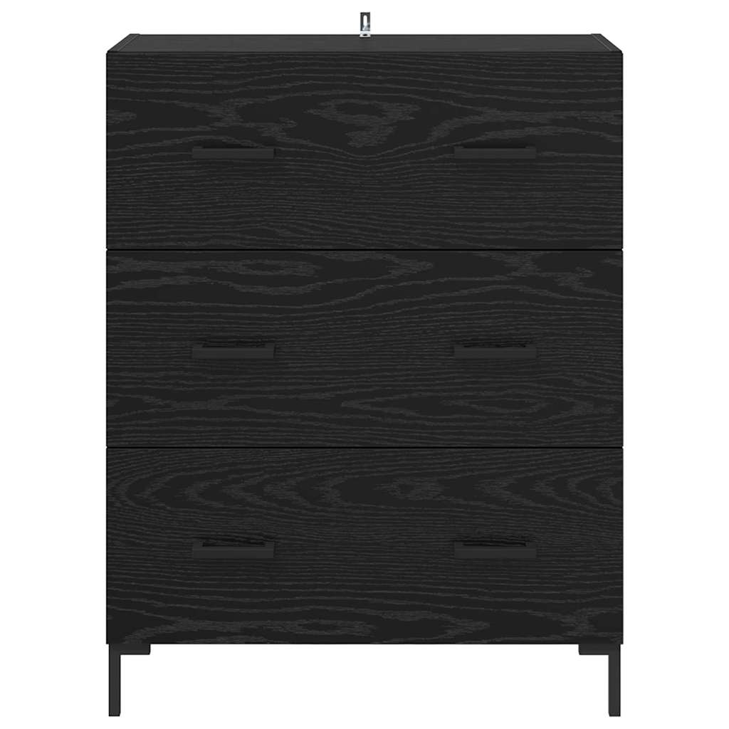 Credenza con cassetto Rovere Nero 69,5 x 34 x 90 cm
