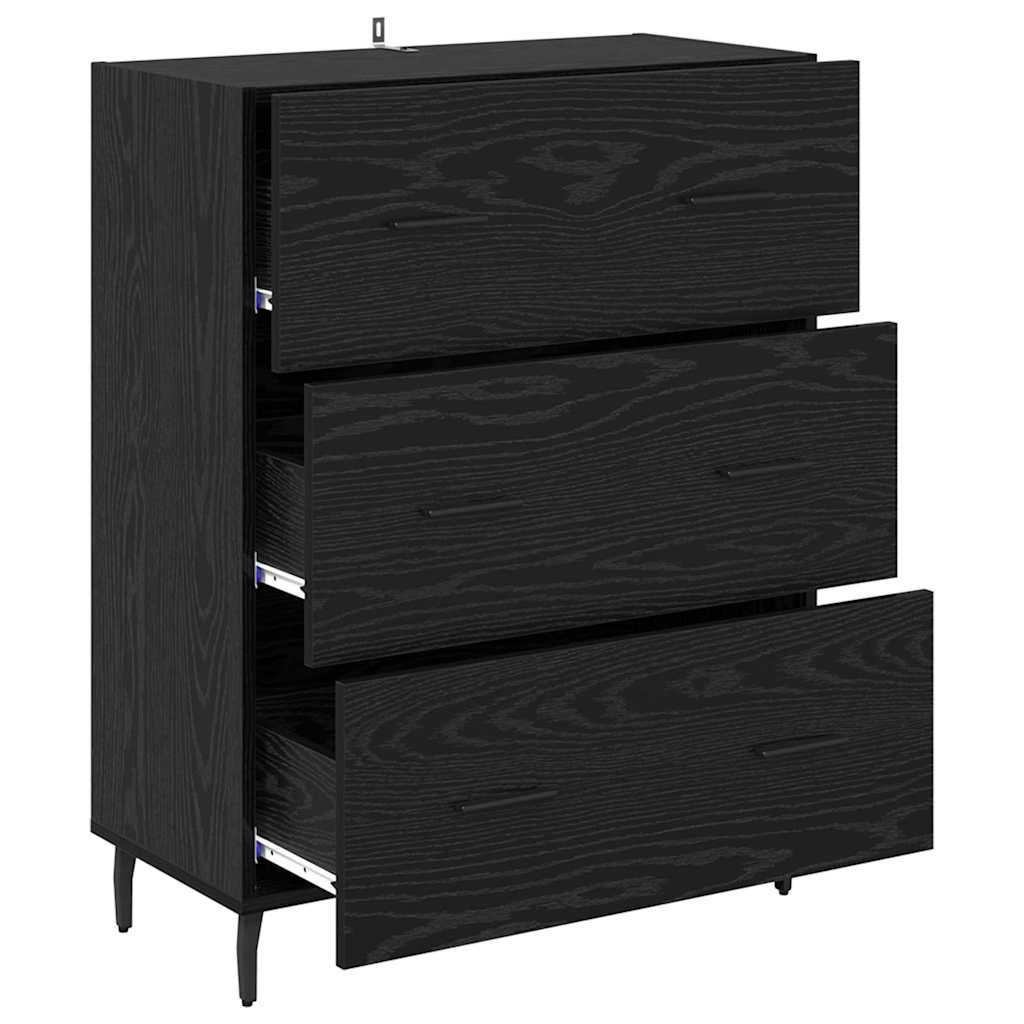 Credenza con cassetto Rovere Nero 69,5 x 34 x 90 cm