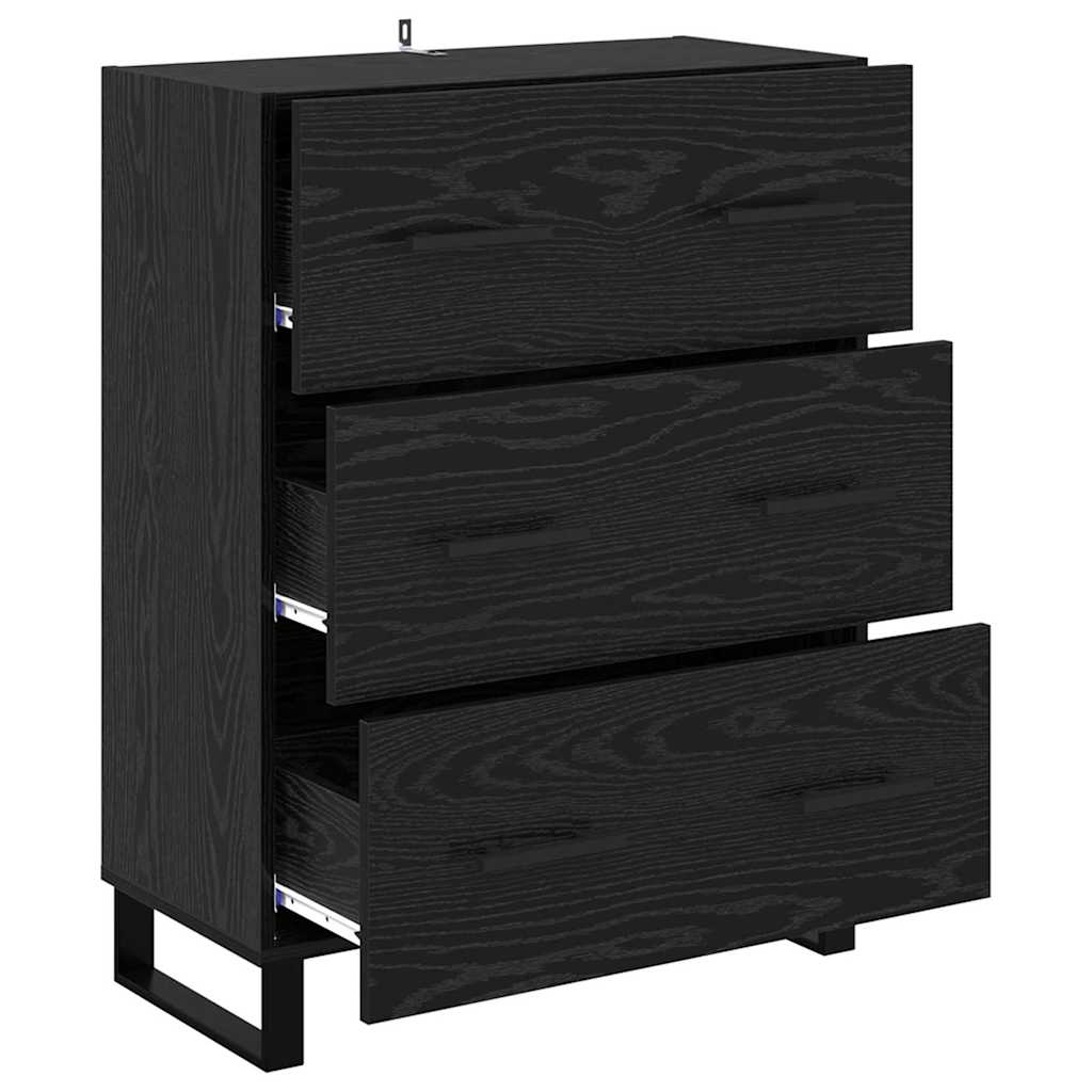 Credenza con cassetto Rovere Nero 69,5 x 34 x 90 cm