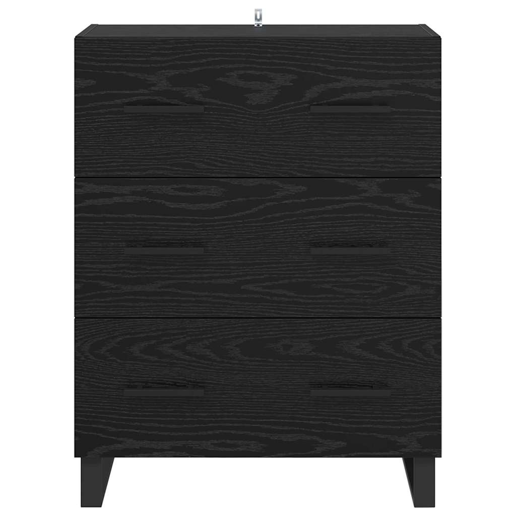 Credenza con cassetto Rovere Nero 69,5 x 34 x 90 cm