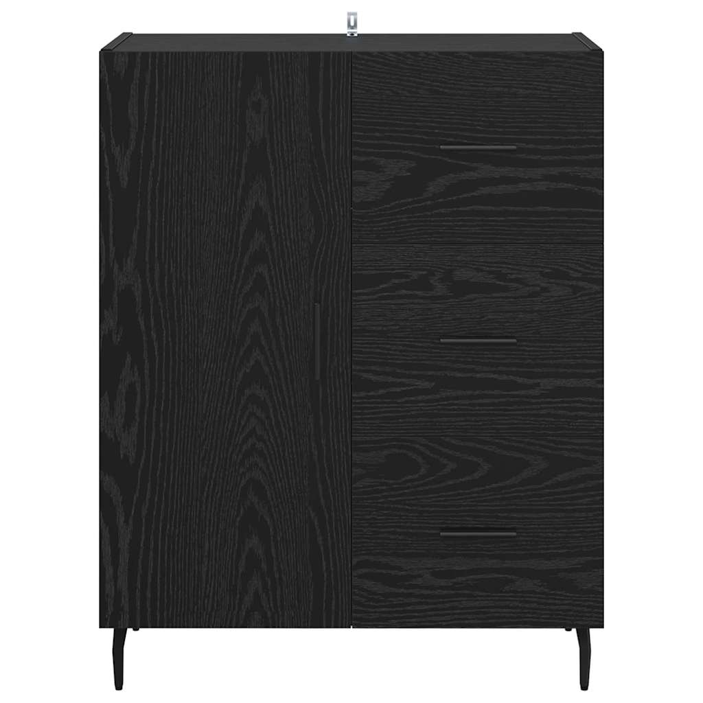 Credenza con cassetto Rovere Nero 69,5 x 34 x 90 cm