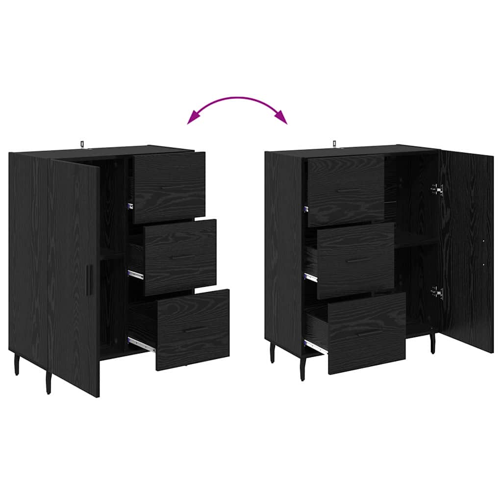 Credenza con cassetto Rovere Nero 69,5 x 34 x 90 cm