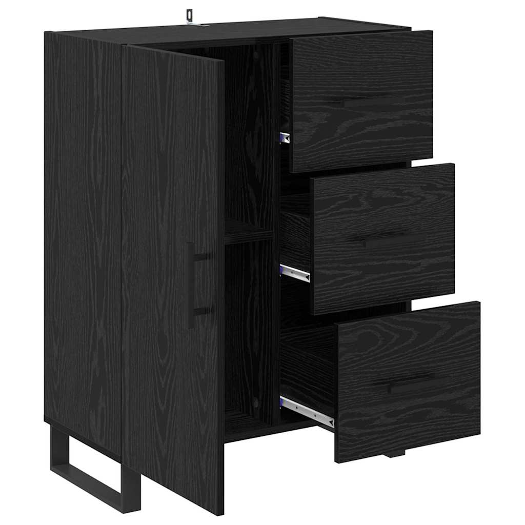 Credenza con cassetto Rovere Nero 69,5 x 34 x 90 cm