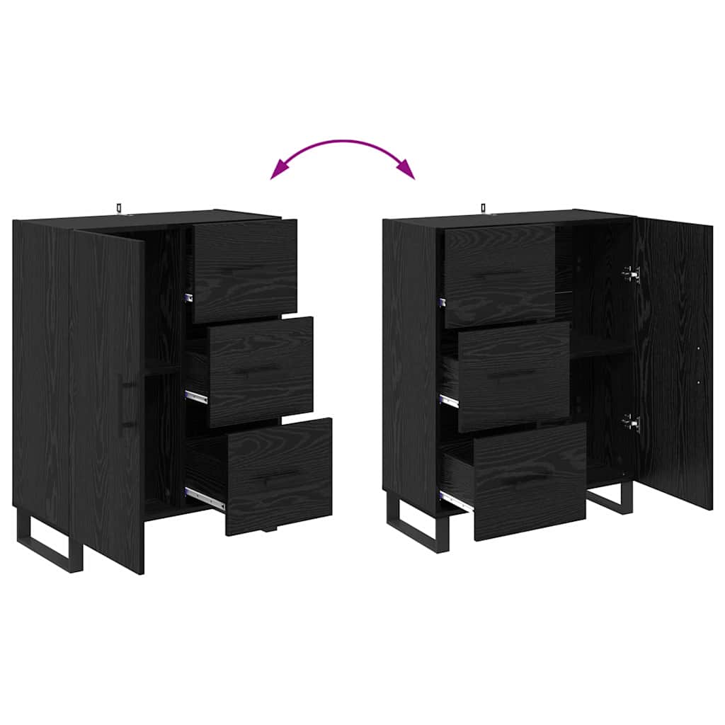 Credenza con cassetto Rovere Nero 69,5 x 34 x 90 cm