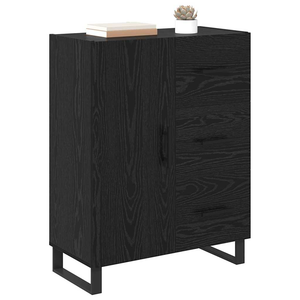 Credenza con cassetto Rovere Nero 69,5 x 34 x 90 cm
