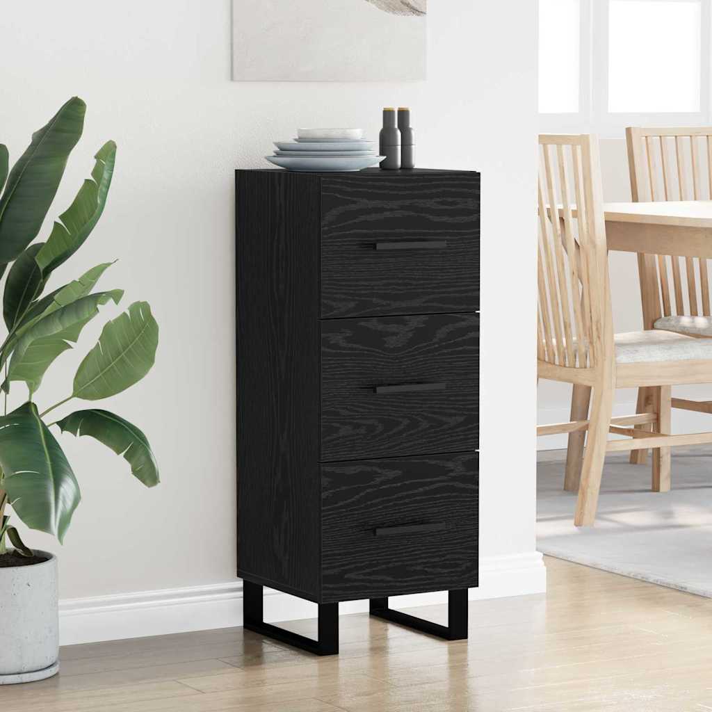 Credenza con cassetto Rovere Nero 34,5 x 34 x 90 cm