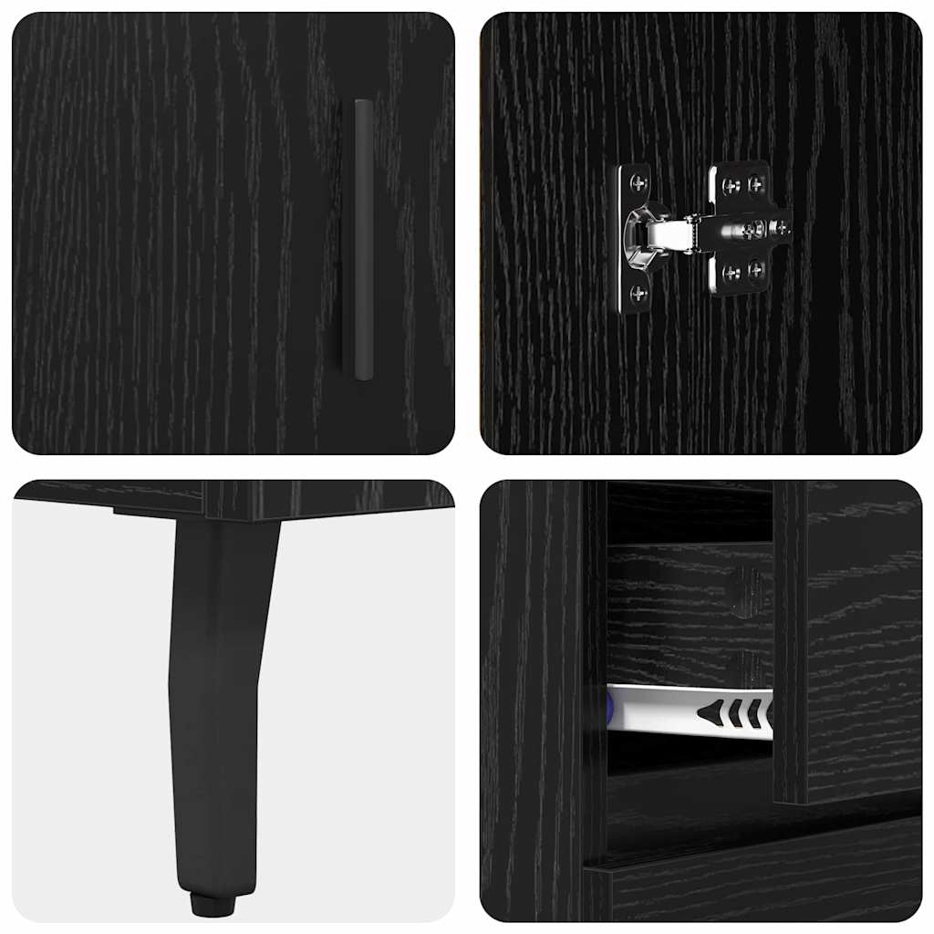 Credenza con cassetto Rovere Nero 69,5 x 34 x 90 cm