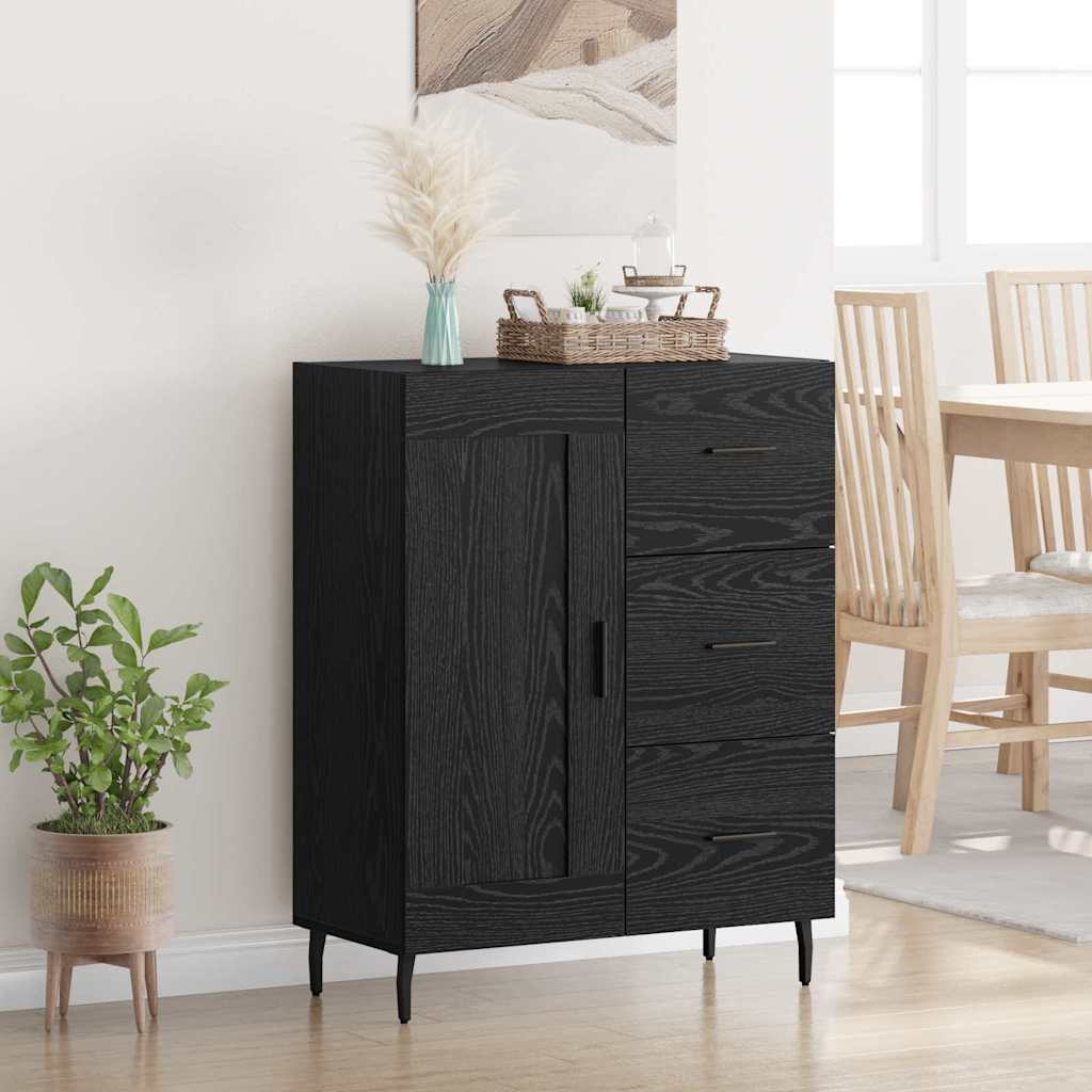 Credenza con cassetto Rovere Nero 69,5 x 34 x 90 cm