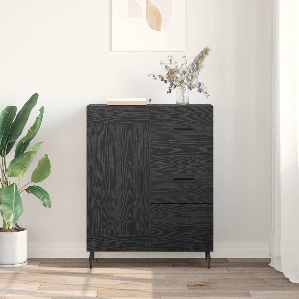 Credenza con cassetto Rovere Nero 69,5 x 34 x 90 cm