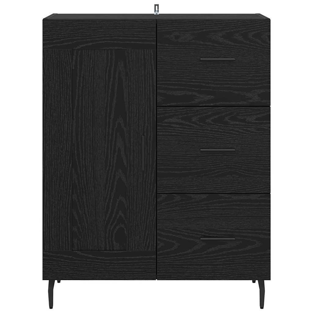 Credenza con cassetto Rovere Nero 69,5 x 34 x 90 cm