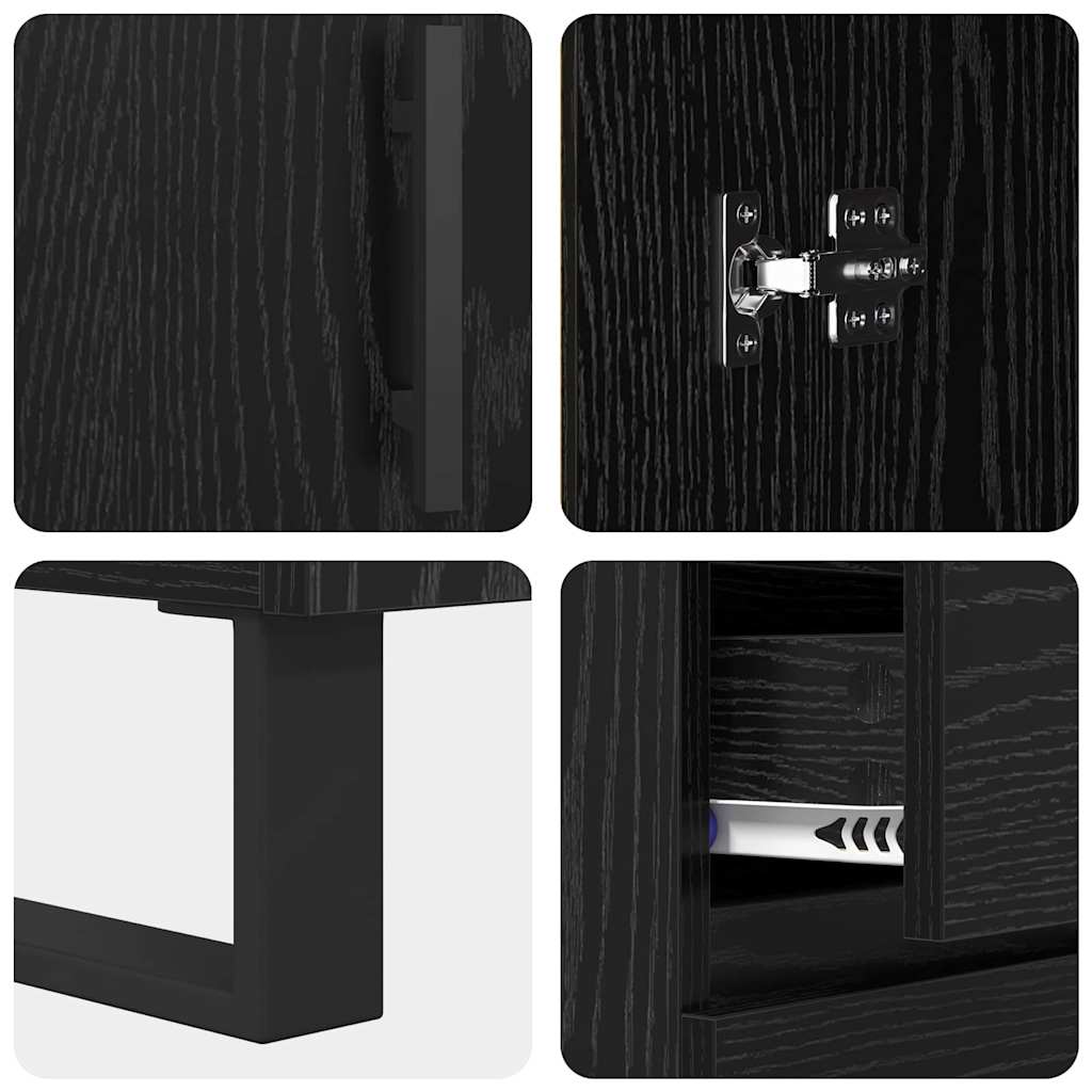 Credenza con cassetto Rovere Nero 69,5 x 34 x 90 cm