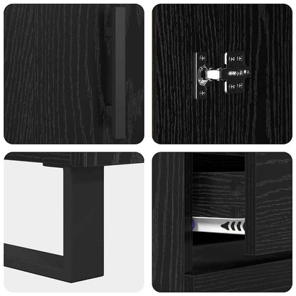 Credenza con cassetto Rovere Nero 69,5 x 34 x 90 cm