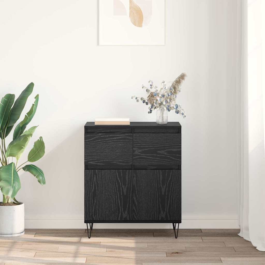Credenza con cassetto Rovere Nero 60 x 35 x 70 cm