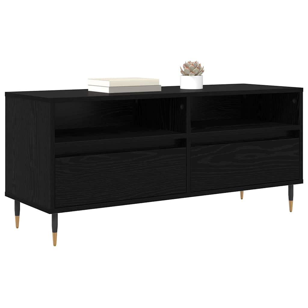 Mobile TV con cassetto Rovere Nero 100 x 34,5 x 44,5 cm