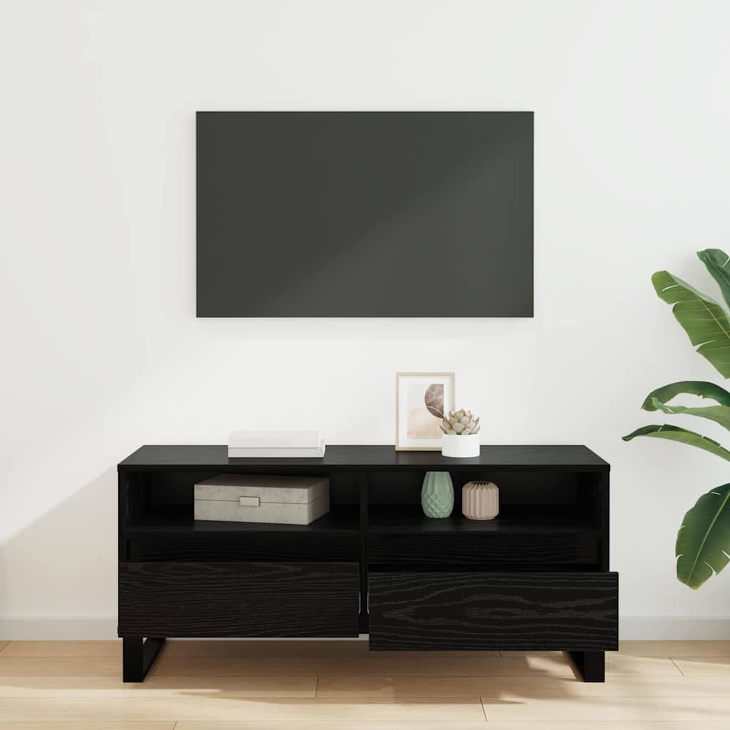 Mobile TV con cassetto Rovere Nero 100 x 34,5 x 44,5 cm