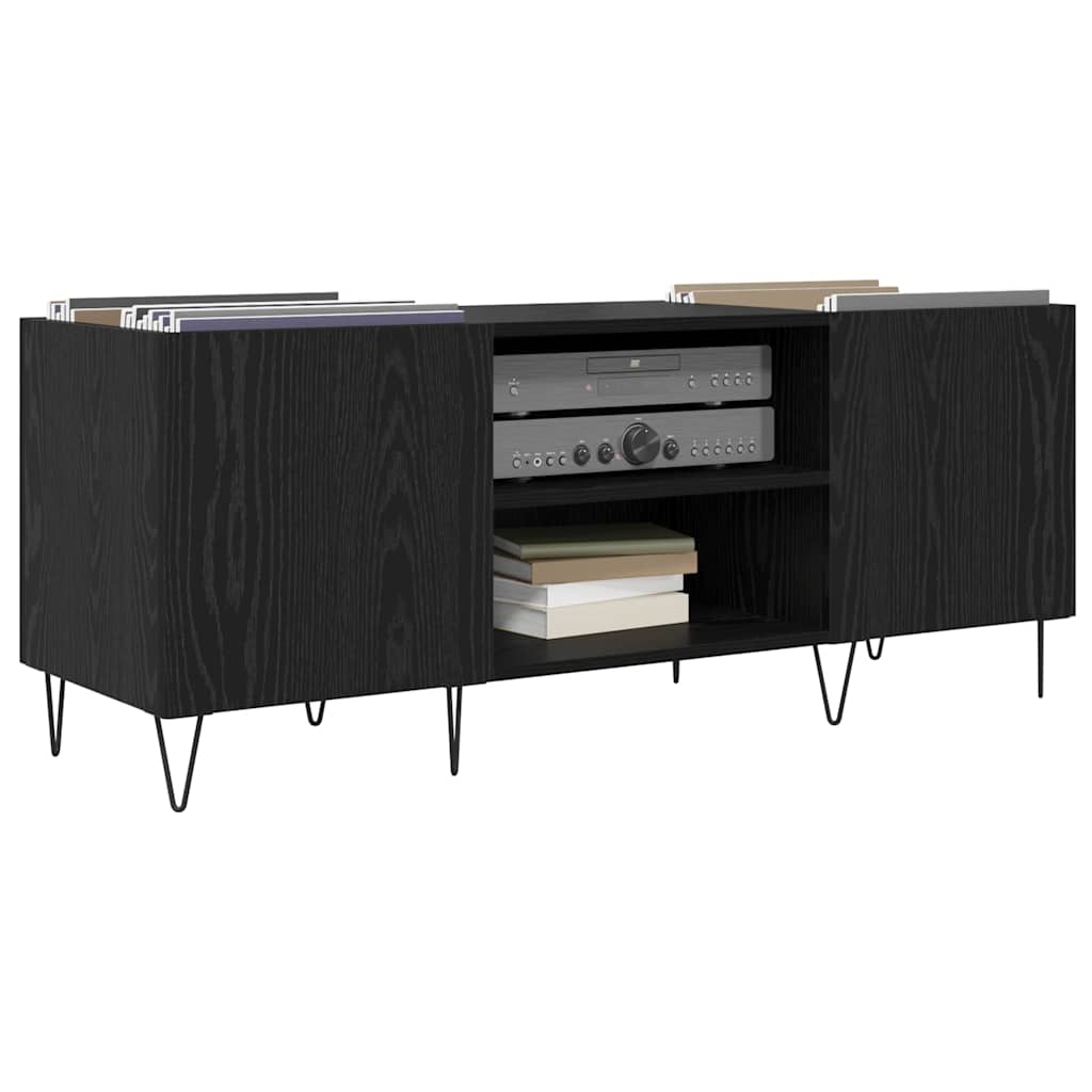 Mobile porta vinili con porta Rovere Nero 121 x 38 x 48 cm | homemem39