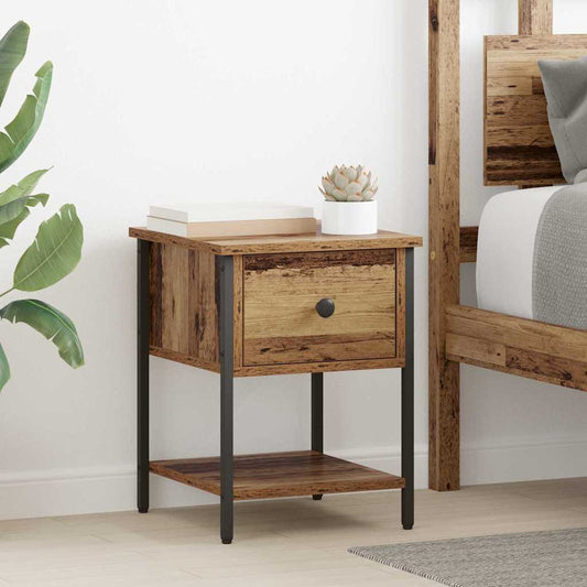Comodino con cassetto 2 pcs Legno vecchio 34 x 35,5 x 45 cm