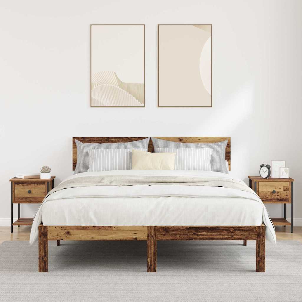 Comodino con cassetto 2 pcs Legno vecchio 34 x 35,5 x 45 cm | homemem39