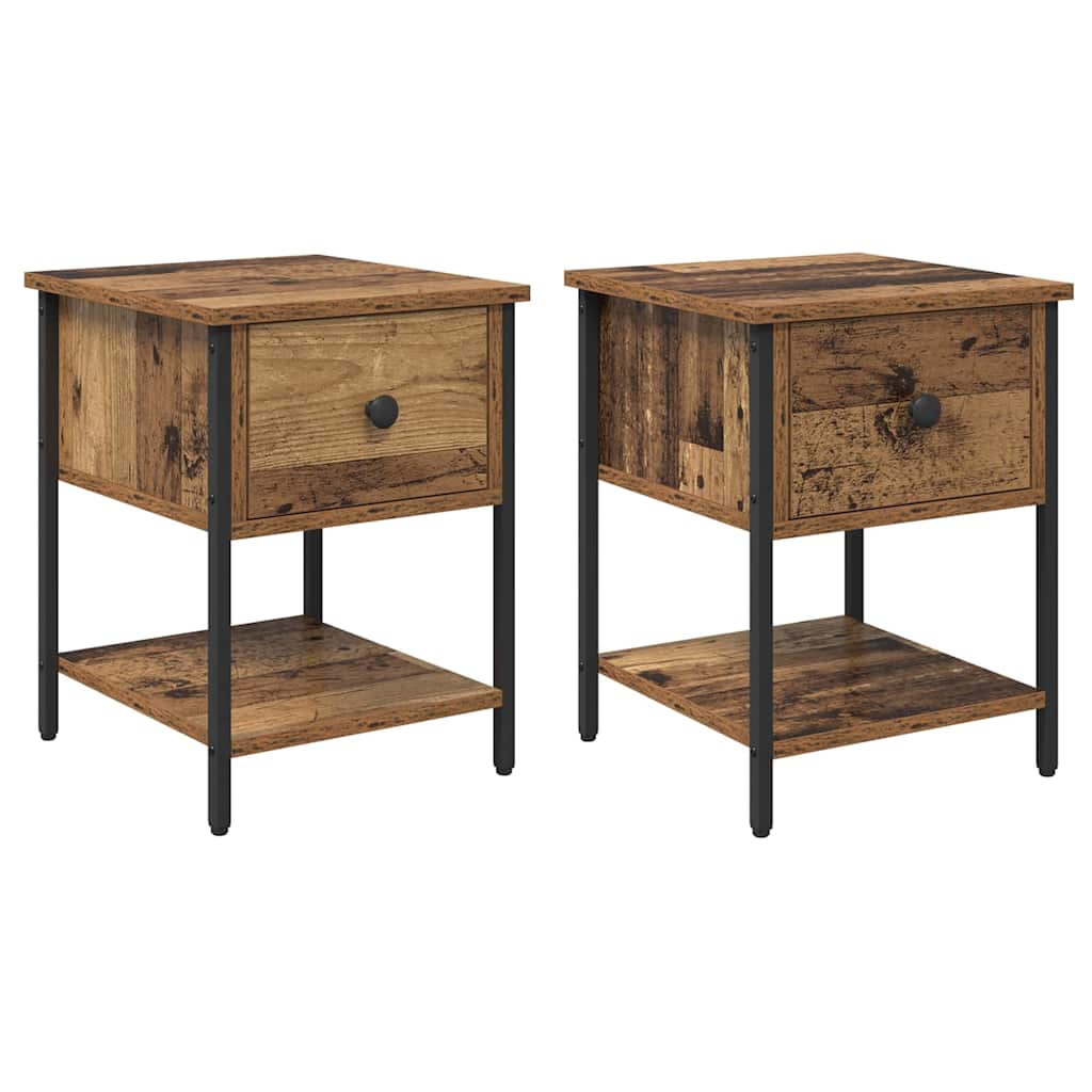 Comodino con cassetto 2 pcs Legno vecchio 34 x 35,5 x 45 cm