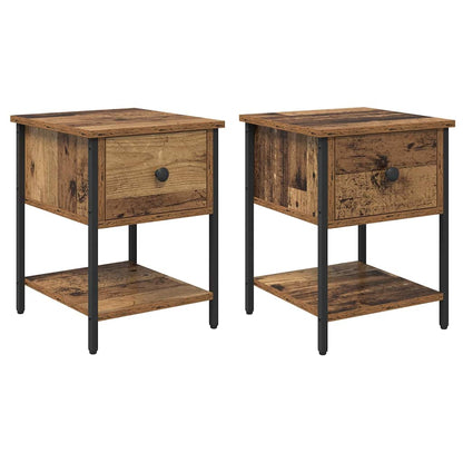 Comodino con cassetto 2 pcs Legno vecchio 34 x 35,5 x 45 cm