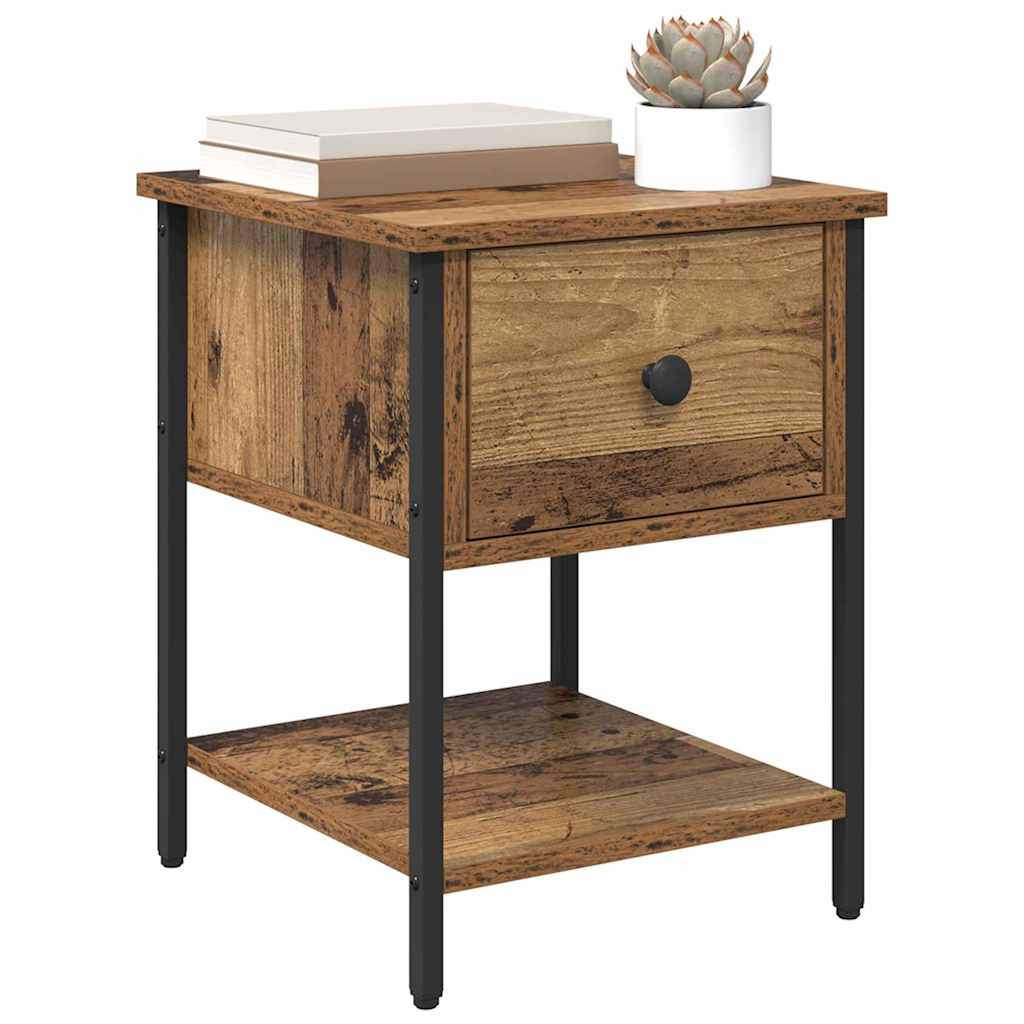 Comodino con cassetto 2 pcs Legno vecchio 34 x 35,5 x 45 cm