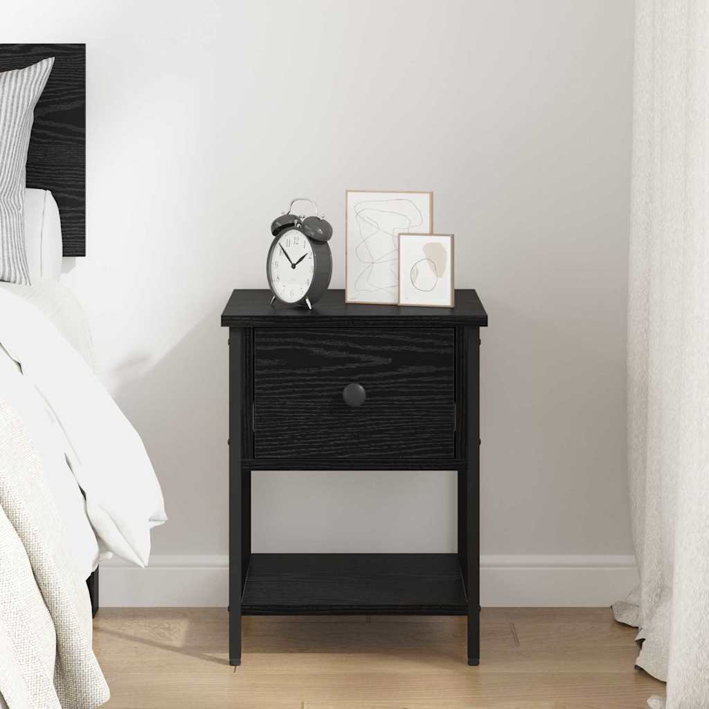 Comodino Rovere Nero 34 x 35,5 x 45 cm Legno multistrato