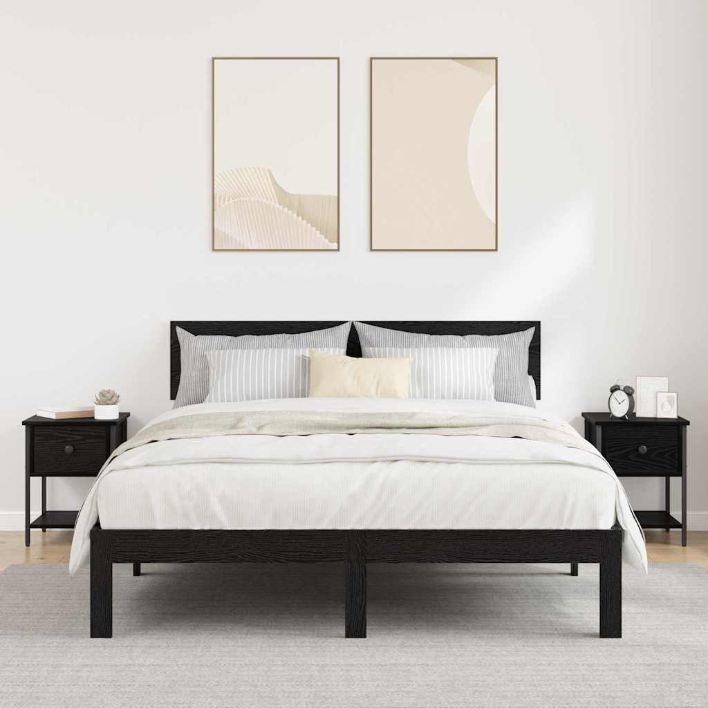 Comodino 2 pcs Rovere Nero 34 x 35,5 x 45 cm Legno multistrato