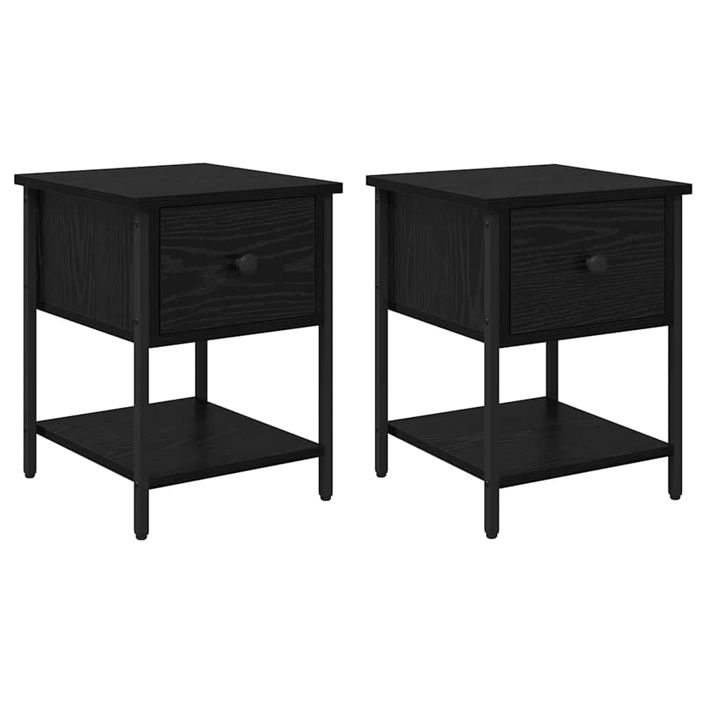 Comodino 2 pcs Rovere Nero 34 x 35,5 x 45 cm Legno multistrato