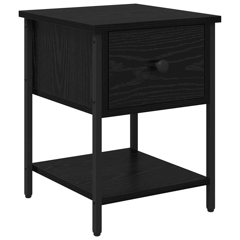 Comodino 2 pcs Rovere Nero 34 x 35,5 x 45 cm Legno multistrato