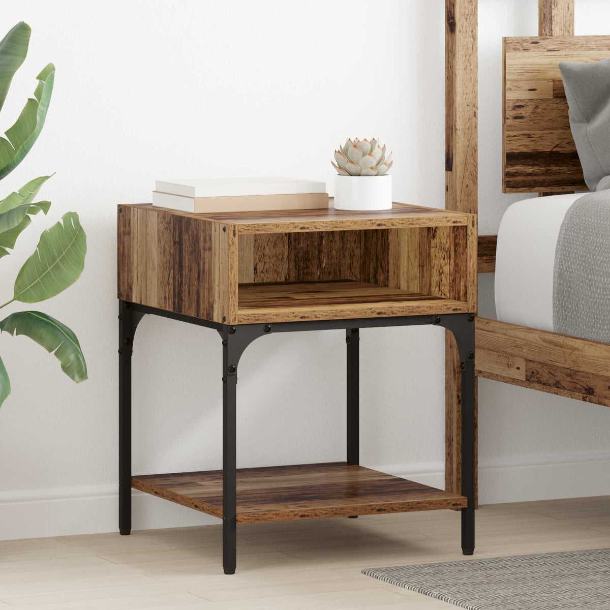 Comodino 2 pz Legno vecchio 40 x 40 x 50 cm | homemem39