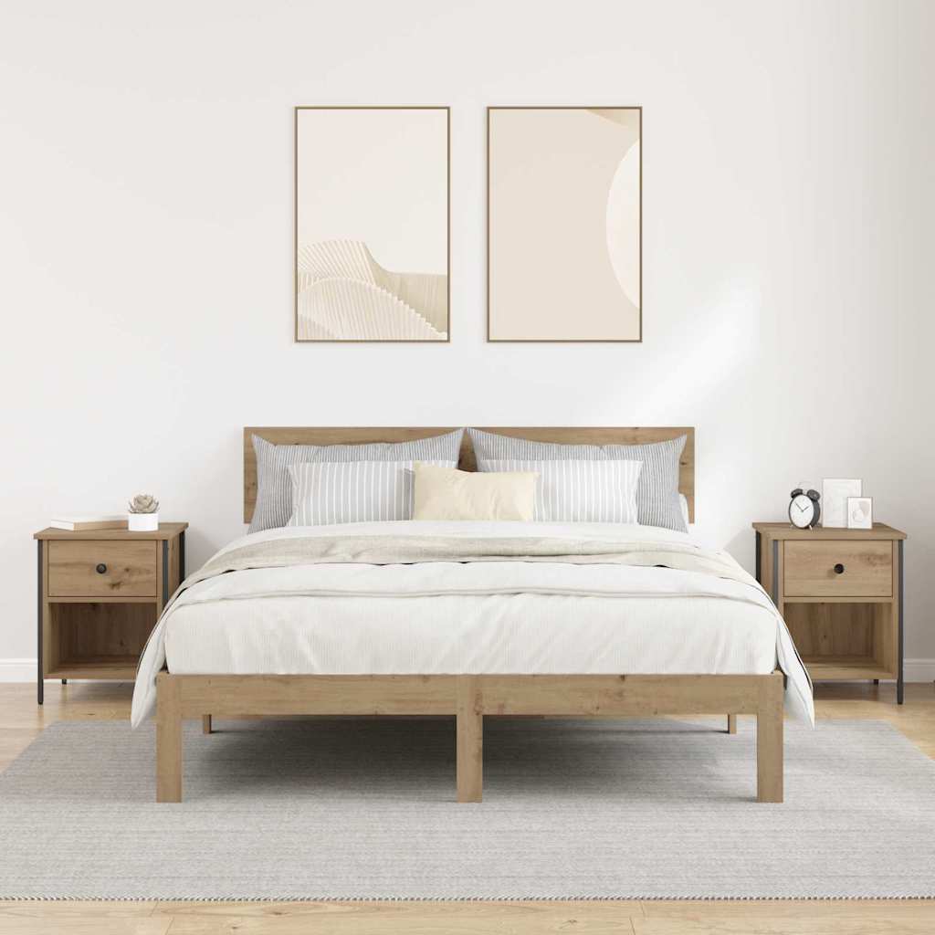 Armadio da Notte 2 pcs Rovere artigianale 40 x 42 x 50 cm