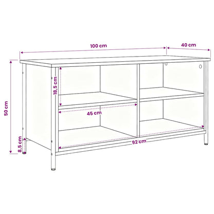 Mobile TV Rovere Nero 100 x 40 x 50 cm Legno multistrato