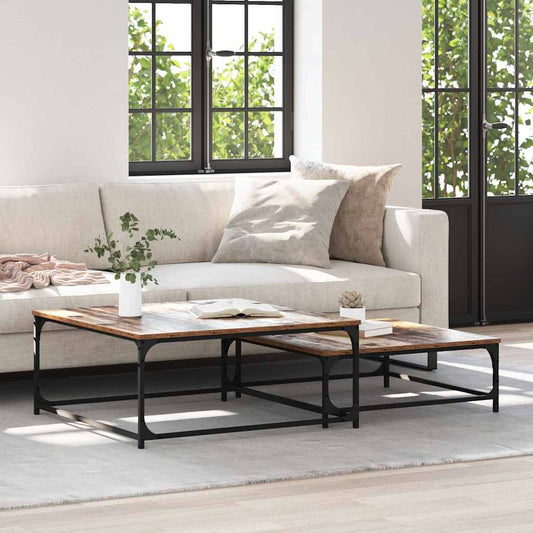 Tavolino da salotto 2 pcs Legno vecchio Legno multistrato | homemem39