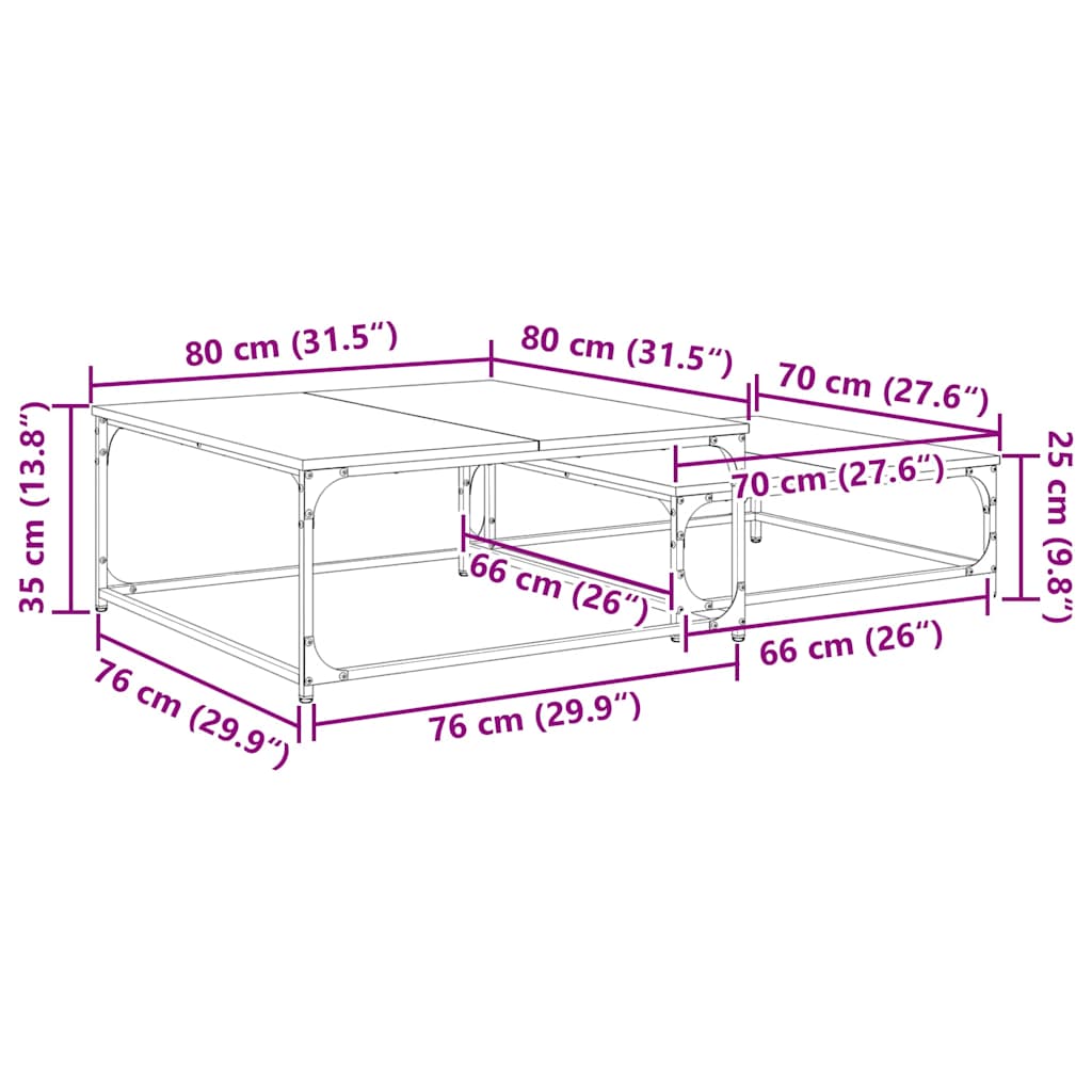 Tavolino da salotto 2 pcs Legno vecchio Legno multistrato