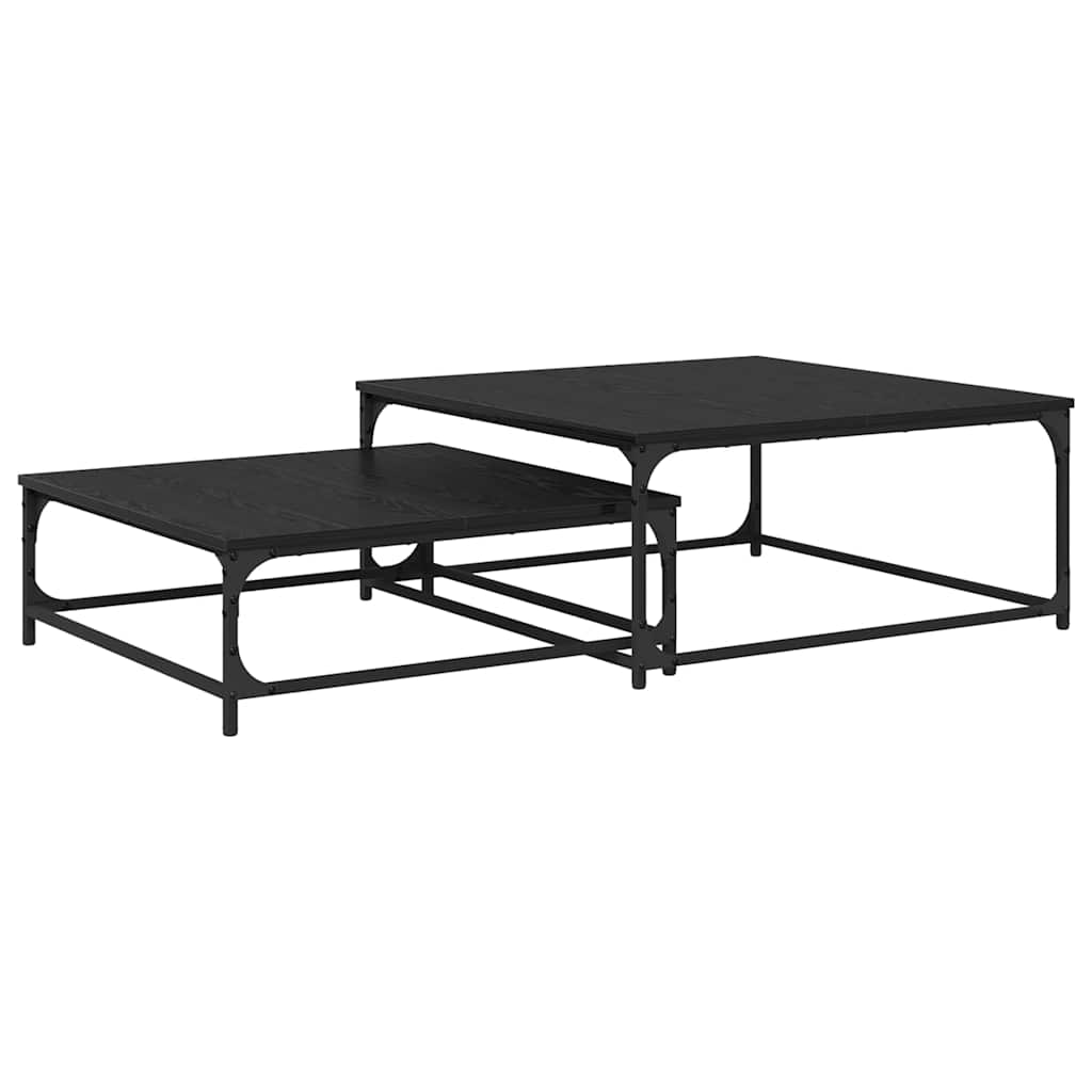Tavolino da salotto 2 pcs Rovere Nero Legno multistrato