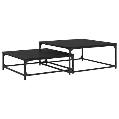 Tavolino da salotto 2 pcs Rovere Nero Legno multistrato