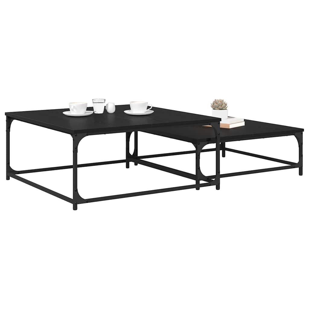 Tavolino da salotto 2 pcs Rovere Nero Legno multistrato