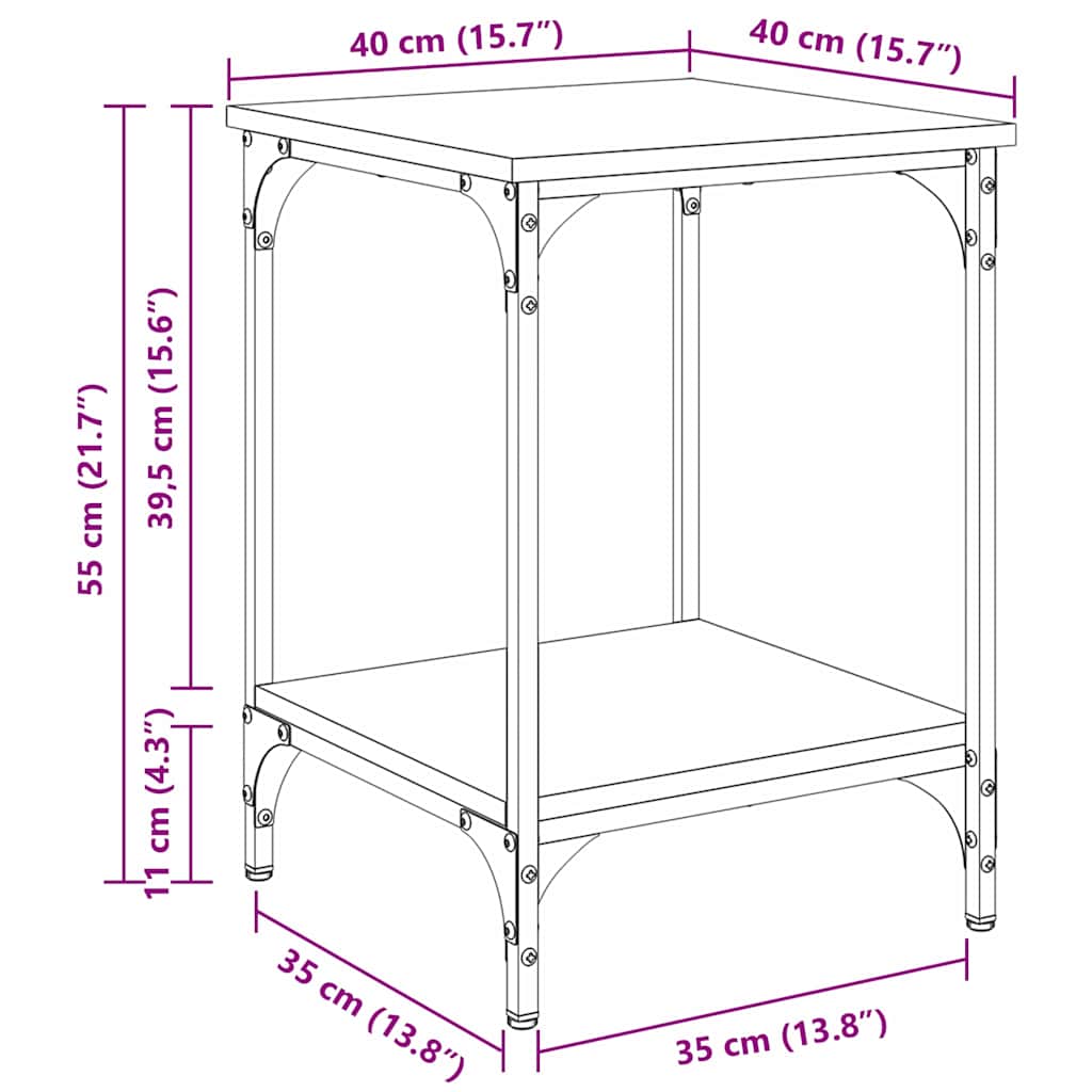 Tavolino da salotto Rovere Nero 40 x 40 x 55 cm