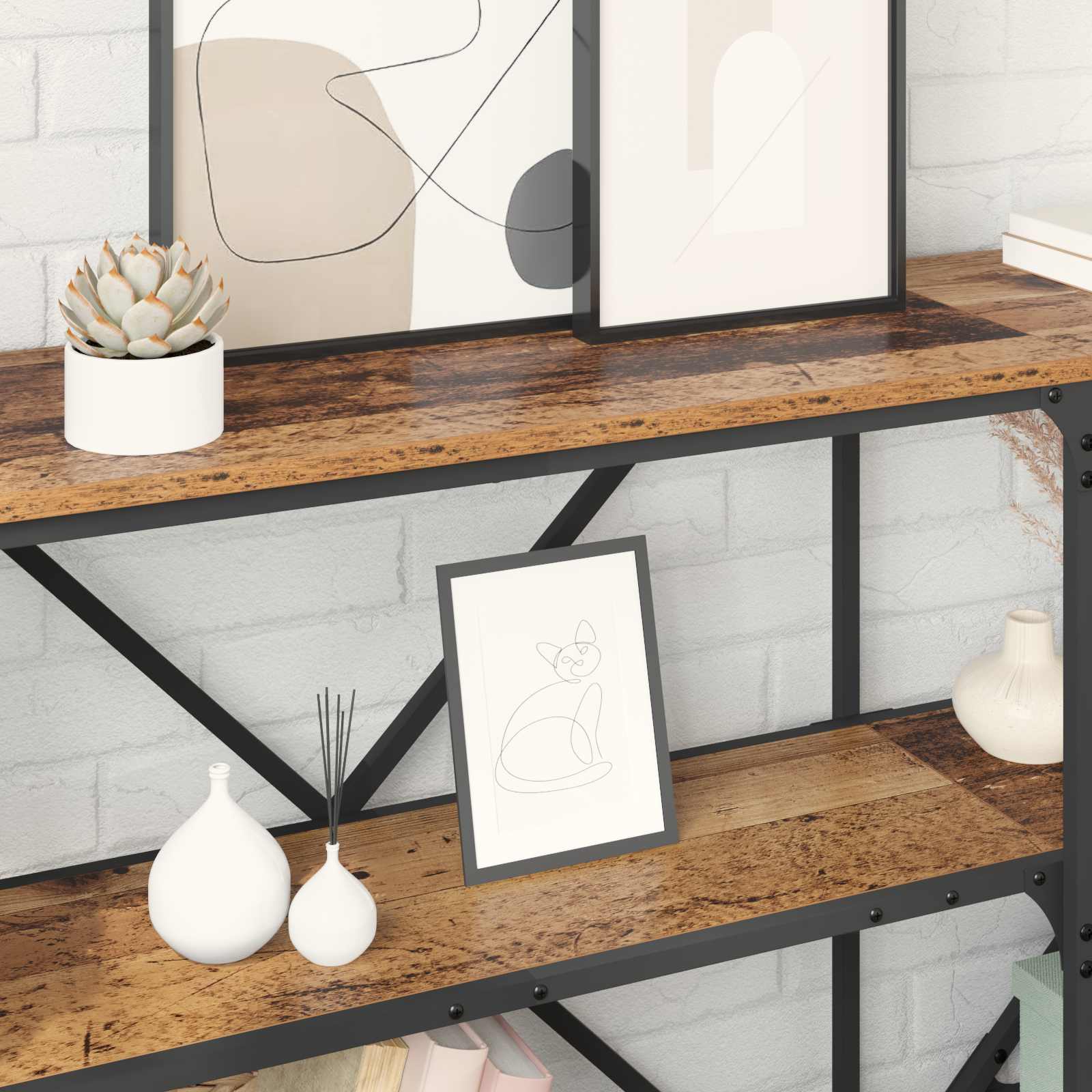 Tavolo consolle con lo scaffale Legno vecchio 160 x 30 x 75 cm | homemem39