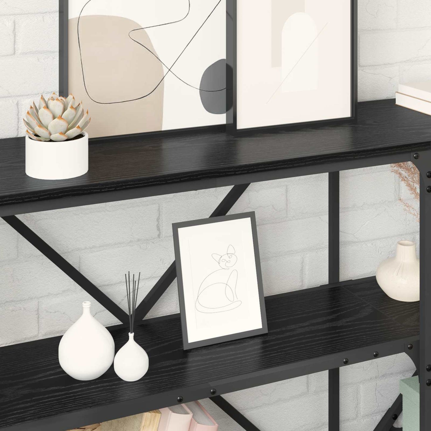 Tavolo consolle Rovere Nero 160 x 30 x 75 cm Legno multistrato | homemem39