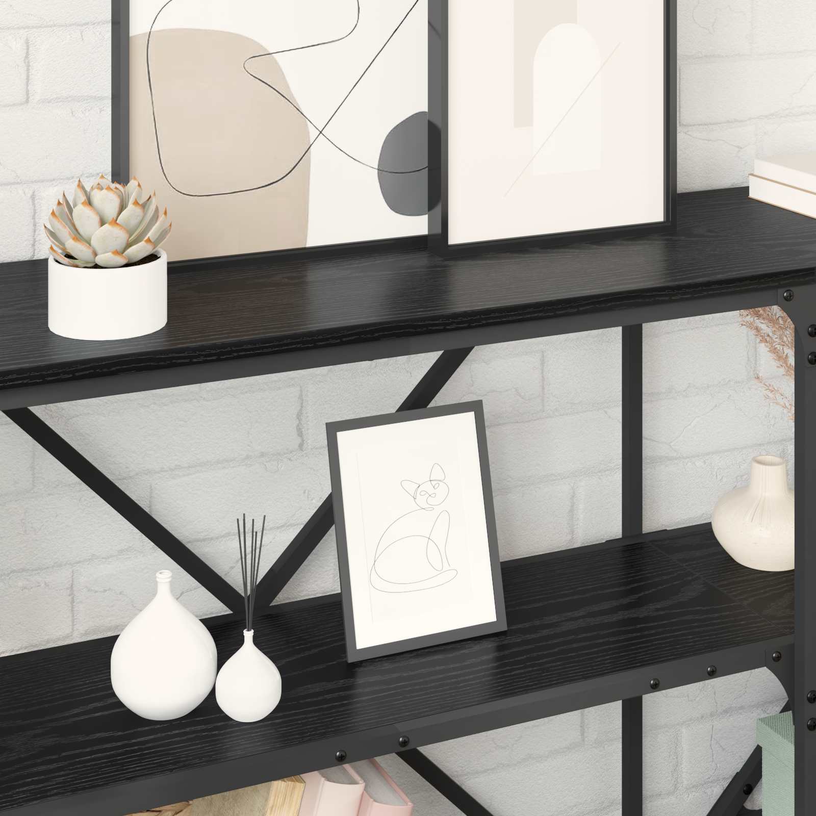 Tavolo consolle Rovere Nero 160 x 30 x 75 cm Legno multistrato | homemem39