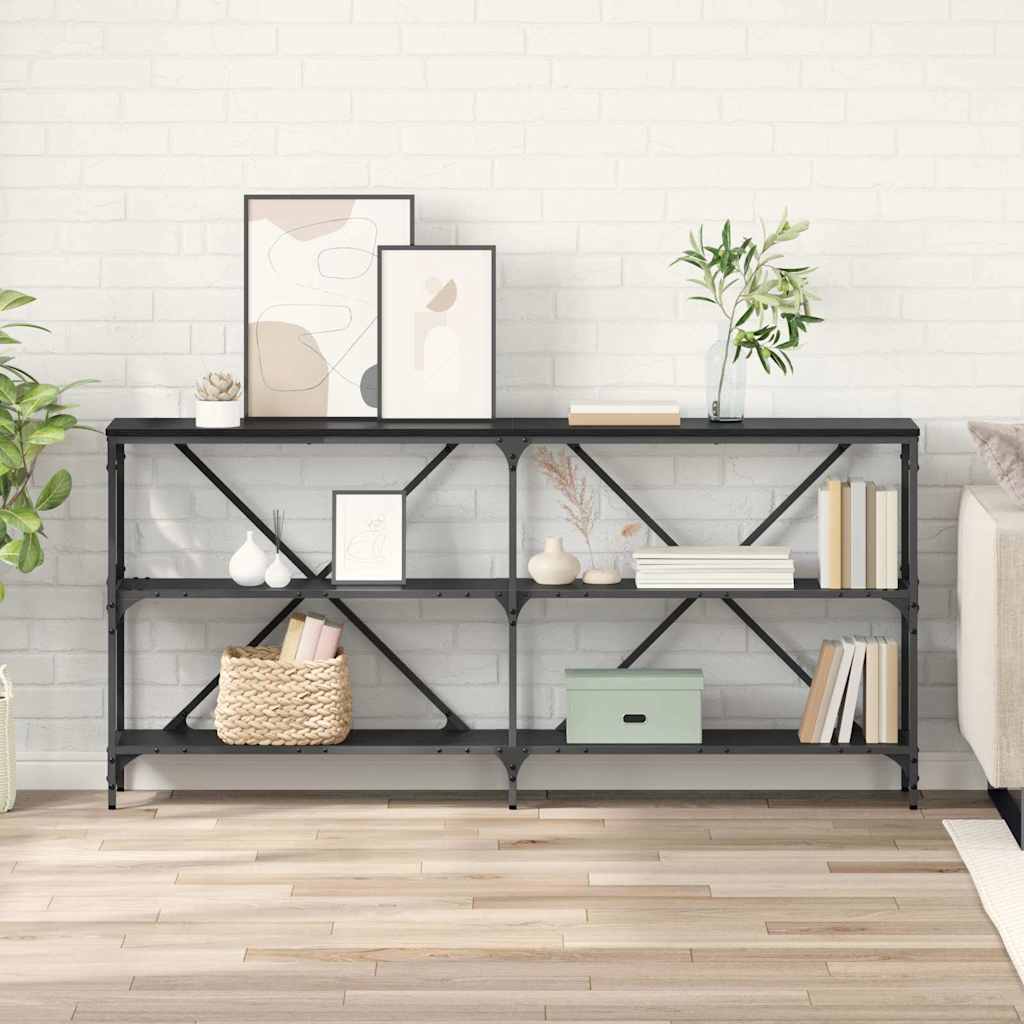 Tavolo consolle Rovere Nero 160 x 30 x 75 cm Legno multistrato