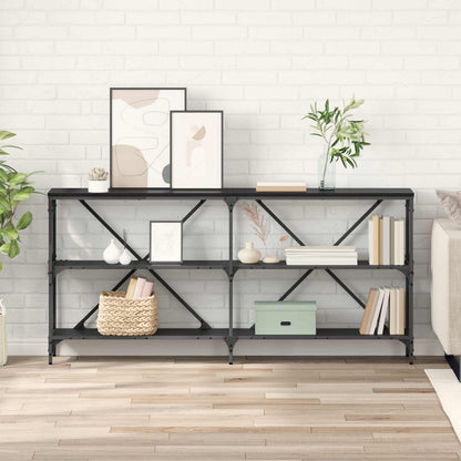 Tavolo consolle Rovere Nero 160 x 30 x 75 cm Legno multistrato | homemem39