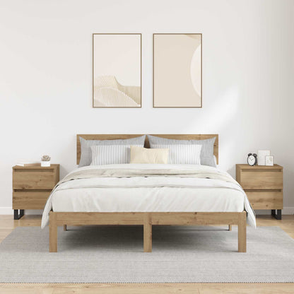 Armadio da Notte 2 pz Rovere artigianale 40 x 35 x 50 cm