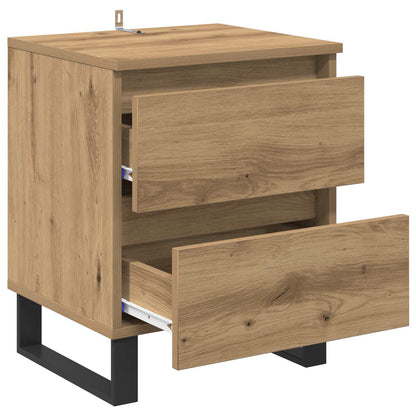 Armadio da Notte 2 pz Rovere artigianale 40 x 35 x 50 cm