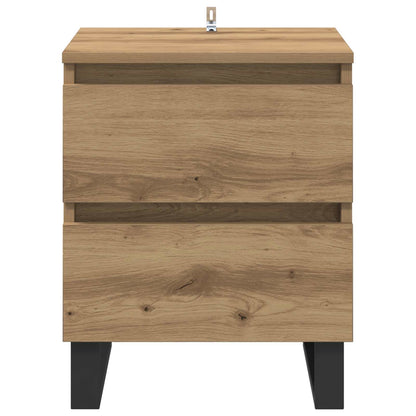Armadio da Notte 2 pz Rovere artigianale 40 x 35 x 50 cm