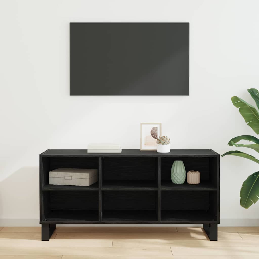 Mobile TV Rovere Nero 103,5 x 30 x 50 cm Legno multistrato