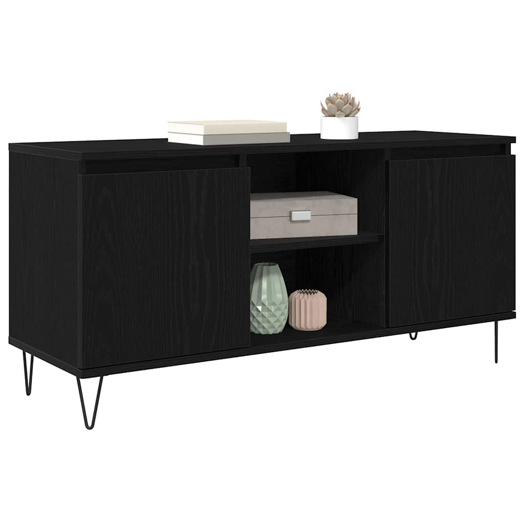 Mobile TV Rovere Nero 104 x 35 x 50 cm Legno multistrato