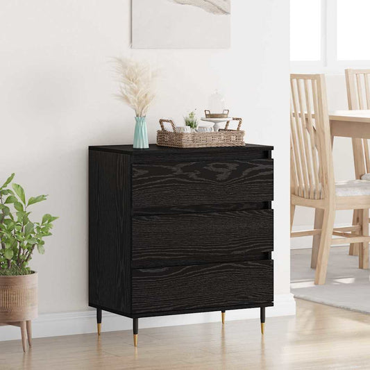 Credenza con cassetto Rovere Nero 60 x 35 x 70 cm Legno multistrato